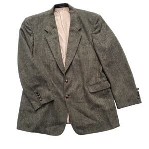 J. D. Christopher Wool Tweed Herringbone Blazer Jacket Sport Coat Ukraine 46L